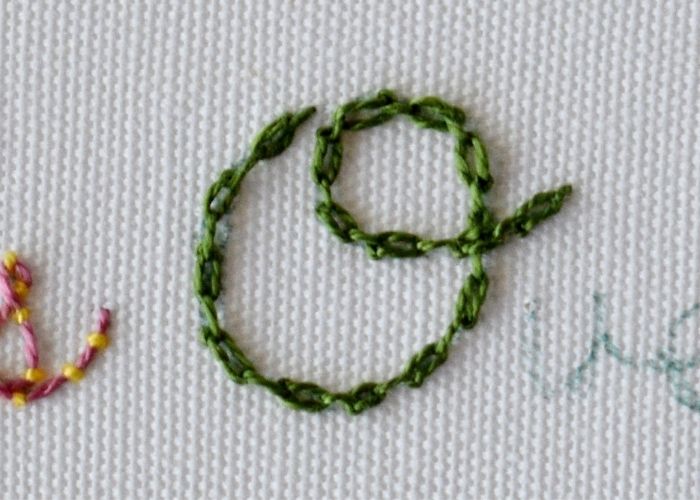 Over - hand stitched script letters step 1 image