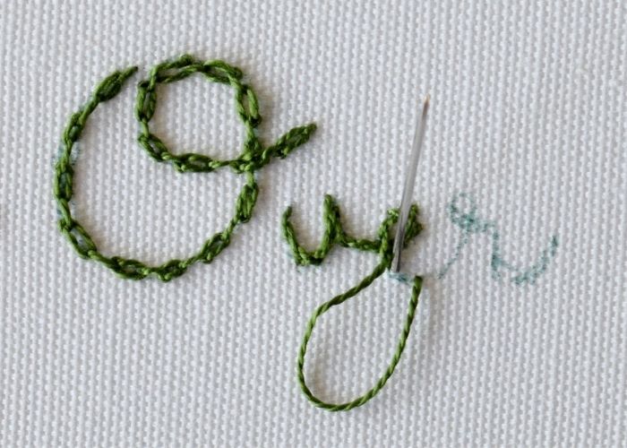 Over - hand stitched script letters step 2 image