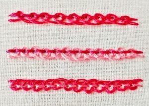 Pekinese Stitch embroidery with pink floss image