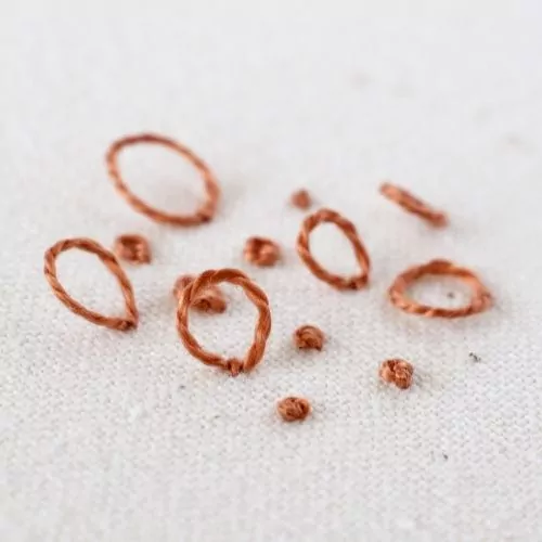 Peking Knot stitch embroidery with pearl cotton thread small image