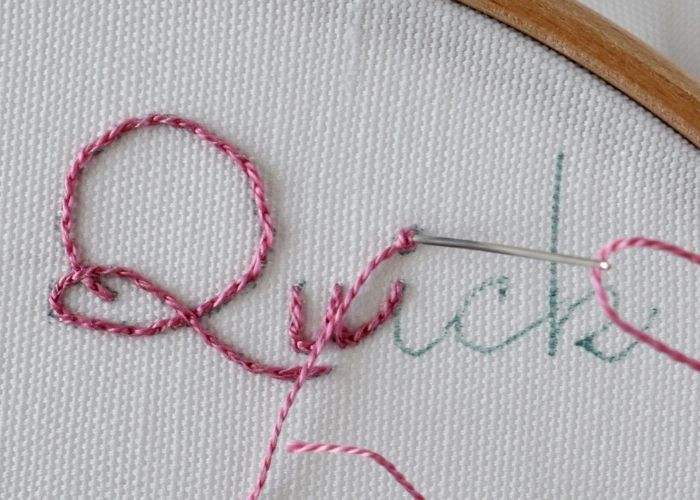Quick - embroidering letters step 2 French knot as a dot image