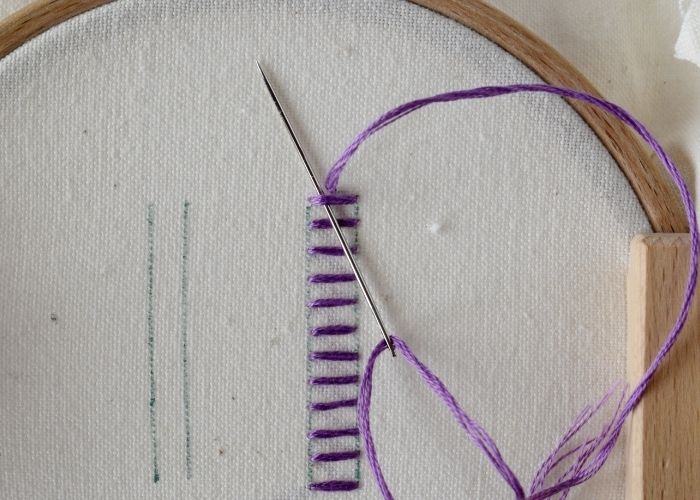 Raised Chain Band Stitch embroidery Step3 image