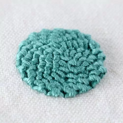 Spiral Trellis Stitch embroidery with green threads small image