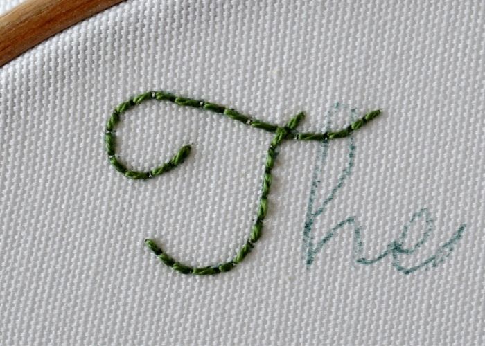 The - hand embroidering lettering step 2 image