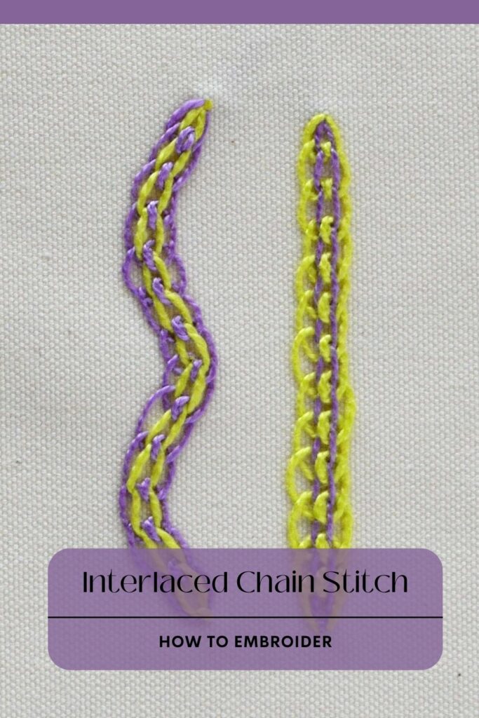 Step-by-Step Interlaced Chain Stitch Guide PIN image