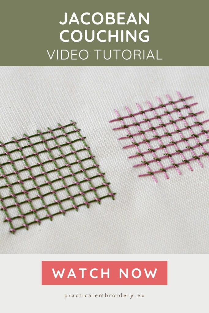 Jacobean Couching Step-By-Step Video Tutorial PIN image