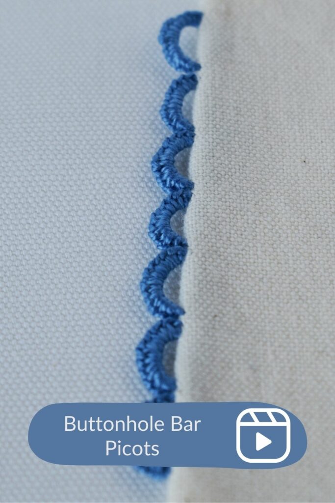 Buttonhole Bar Picots Video Tutorial PIN image
