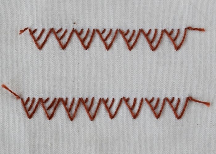 Blanket Stitch Triangles hand embroidery sampler reverse side image