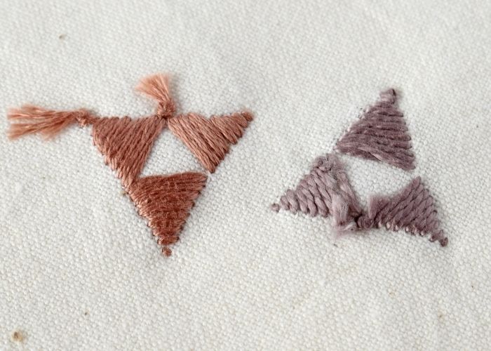 Crows Foot Stitch hand embroidery sampler reverse side image