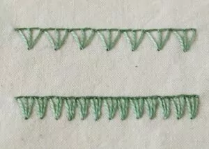 Triple Blanket Stitch embroidery sampler with green pearl cotton thread image