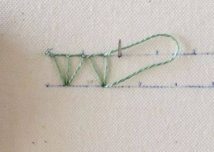 Triple Blanket Stitch hand embroidery tutorial step 6 image