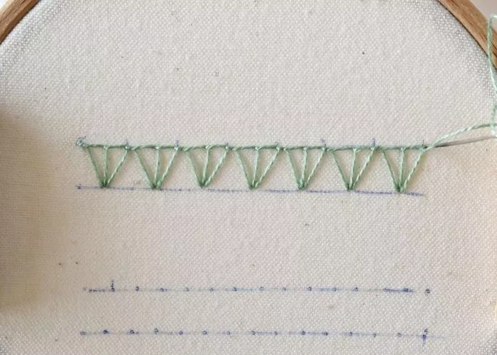 Triple Blanket Stitch hand embroidery tutorial step 7 image