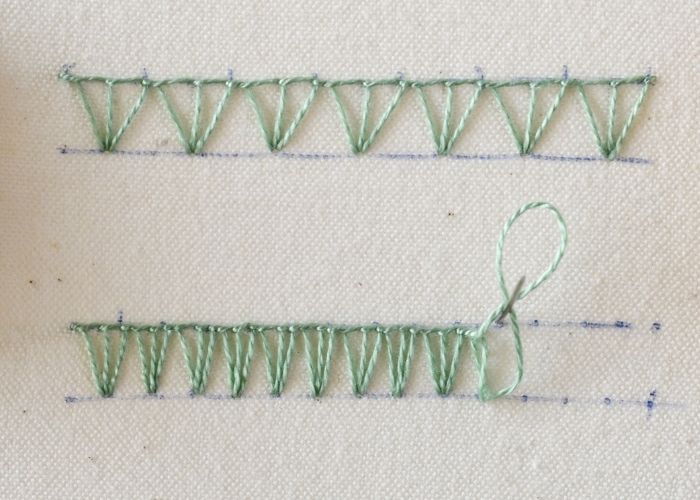 Triple Blanket Stitch hand embroidery guide step 8 image