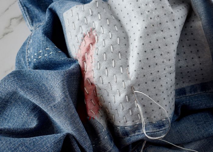 Sashiko Style Mending tutorial - second row - image