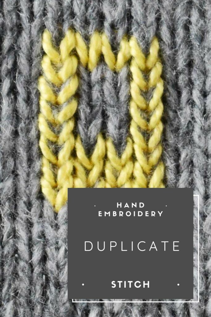 Duplicate stitch embroidery video tutorial PIN image