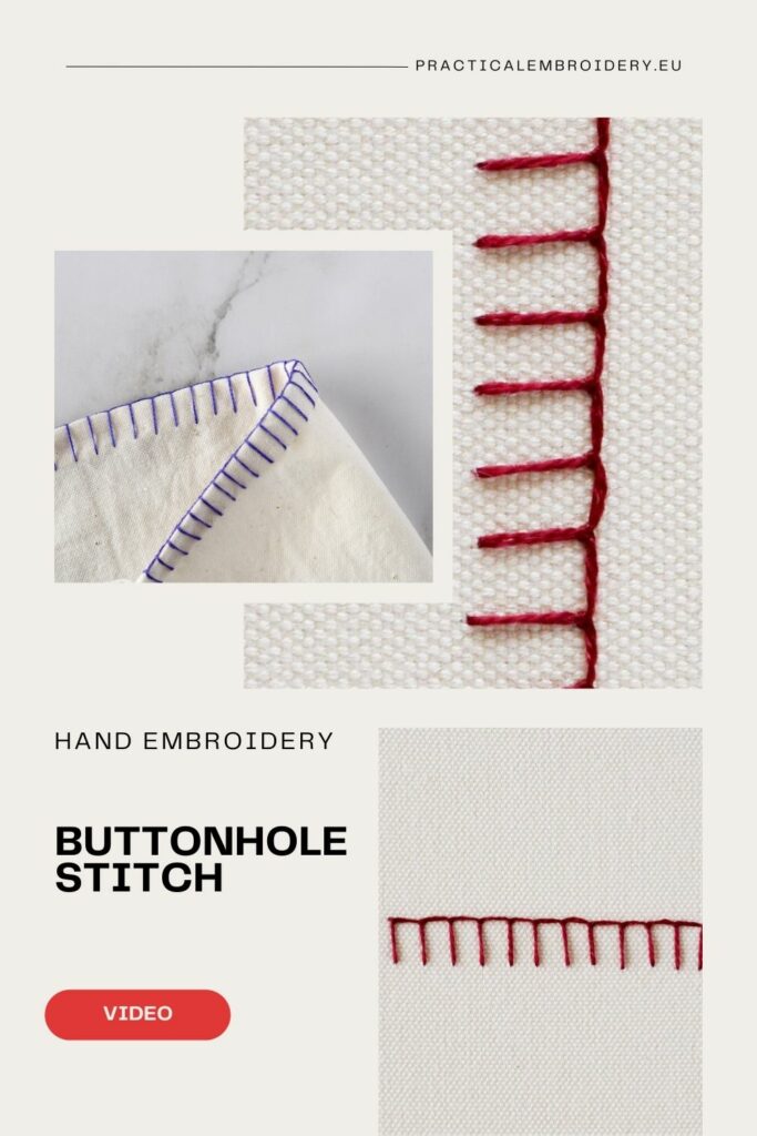 Buttonhole Stitch Video for Beginners PIN image