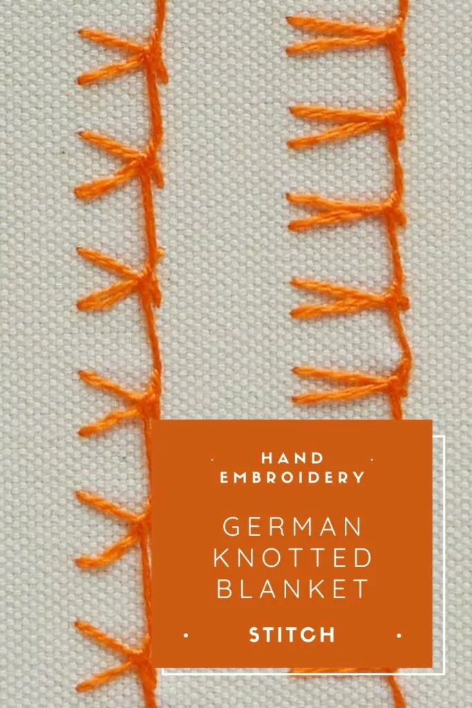 How to embroider German knotted blanket stitch PIN image