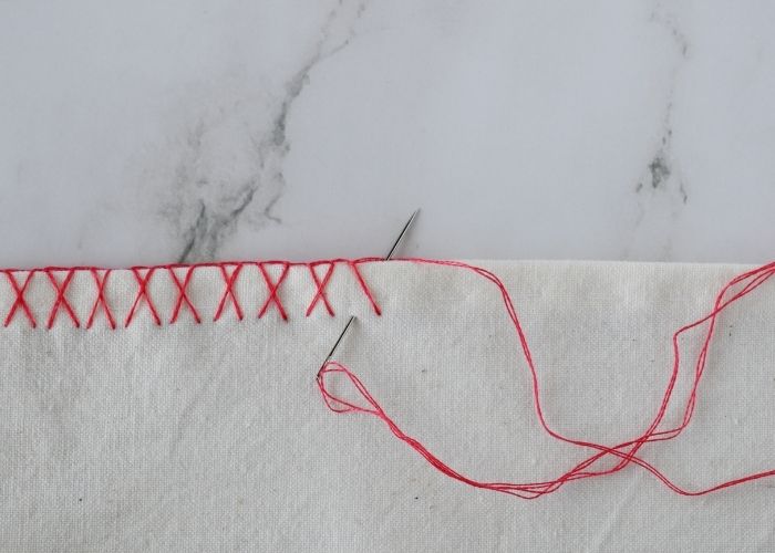 Adding a decorative trim with Crossed Blanket Stitch edging image