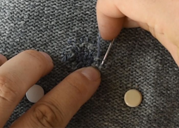 Blanket stitch mending sweater tutorial step 7 image