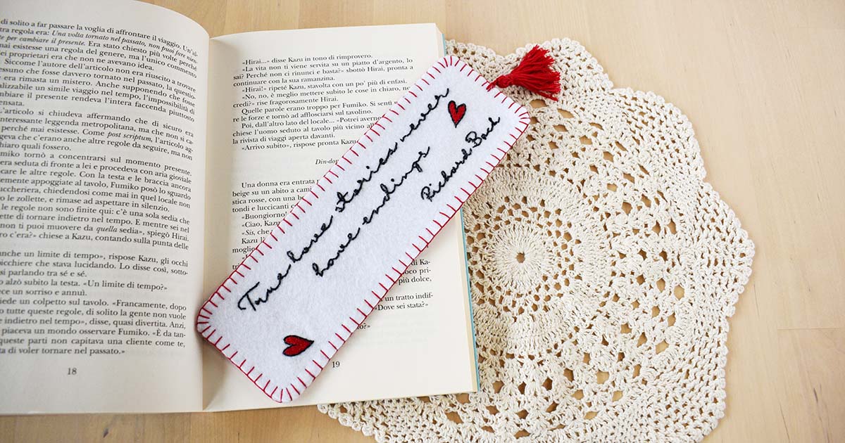 Hand-embroidered Bookmark With a Romantic Quote tutorial cover image
