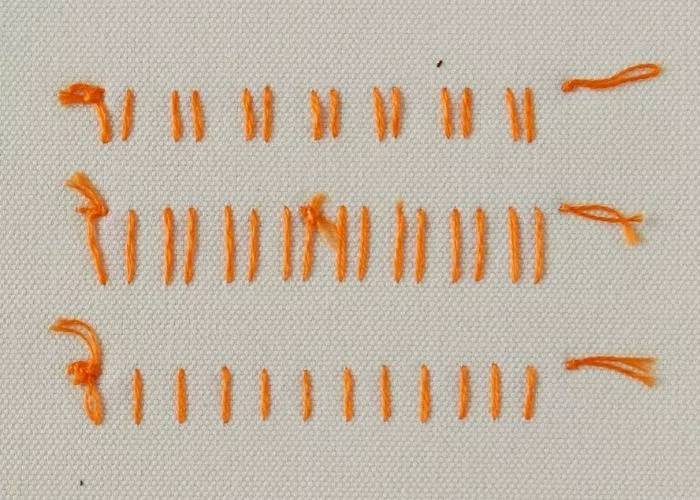 German Knotted Blanket Stitch embroidery sampler reverse side image