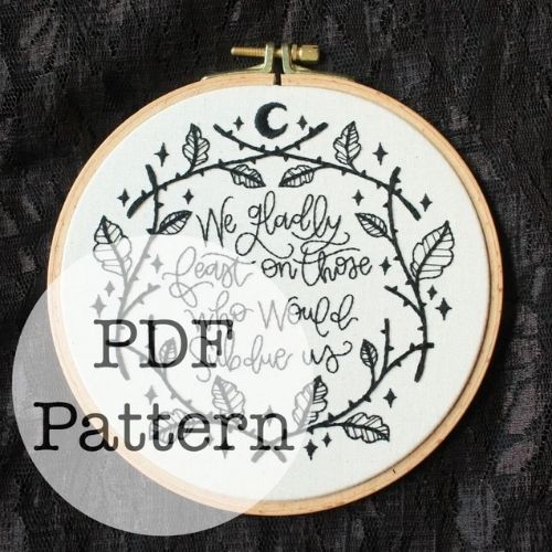 Gladly Feast, schema di ricamo della Famiglia Addams su Etsy