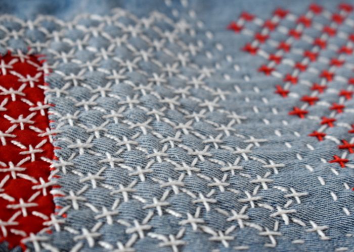 Komezashi - Rice stitch sashiko style mending image