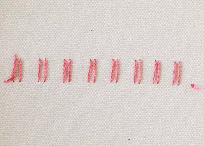 Mirrored Blanket Stitch embroidery sampler reverse side image