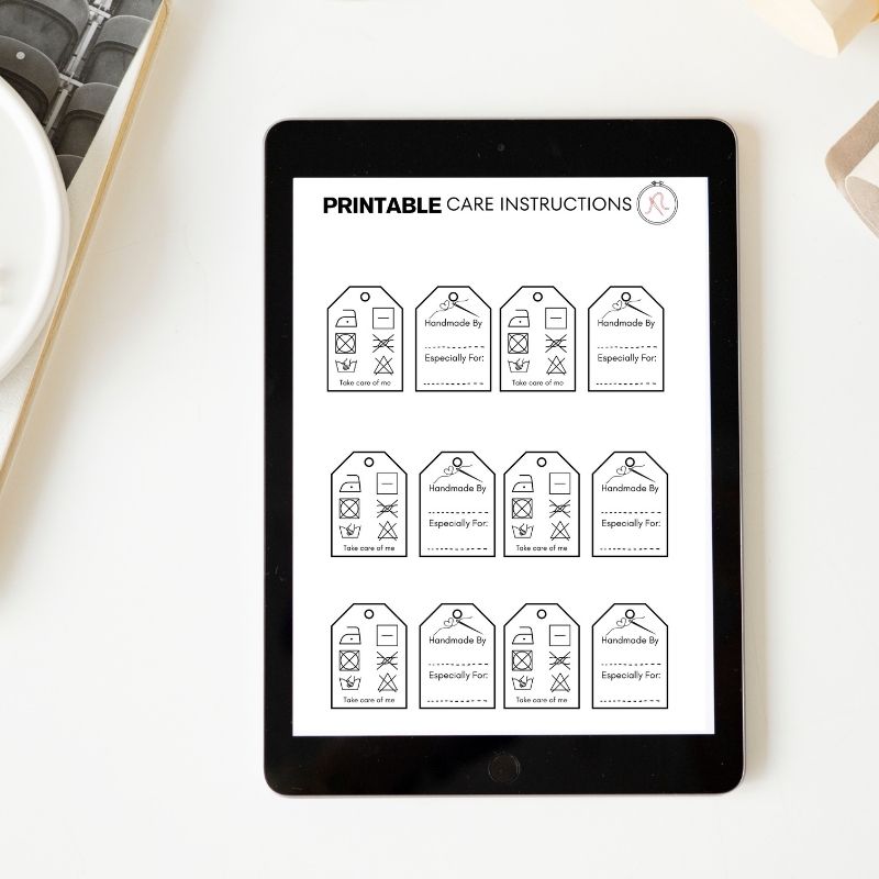 Pintable Care Instructions printable PDF shop 