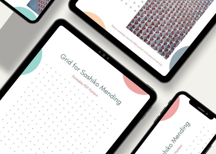 Printable grid for Sashiko stitching Free PDF download image