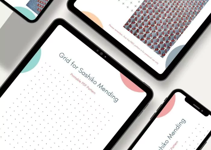Printable grid for Sashiko stitching Free PDF download image