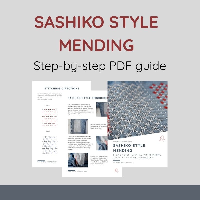 Sashiko Style Mending Guide - Embroidery PDF Tutorial