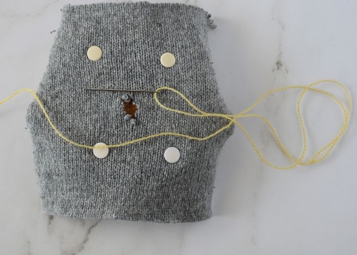 Weave stitch sweater mending tutorial step 2 image