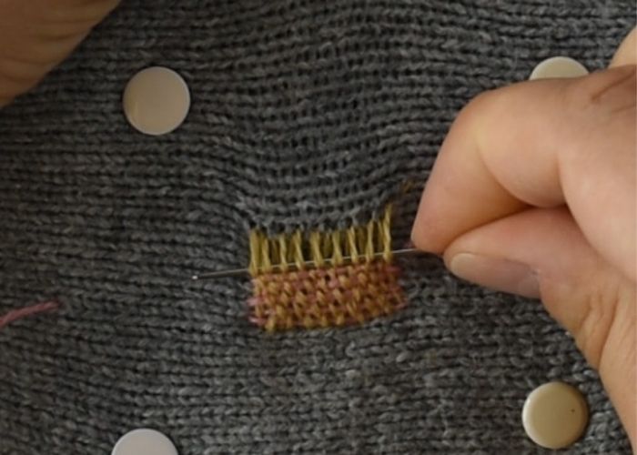 Weave stitch sweater mending tutorial step 5 image
