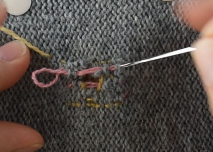 Weave stitch sweater mending tutorial step 7 image