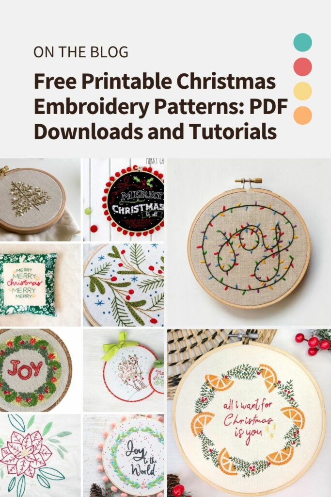 Free Printable Christmas Embroidery Designs to Stitch PIN image