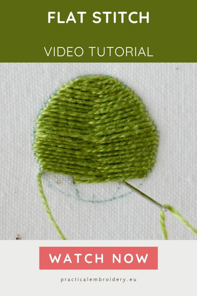 Flat Stitch Embroidery Video for Beginners PIN image