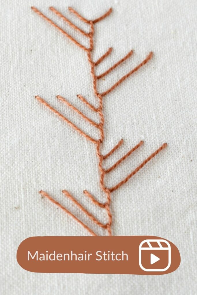 Maidenhair Stitch Video Tutorial for Embroidery Lovers PIN image