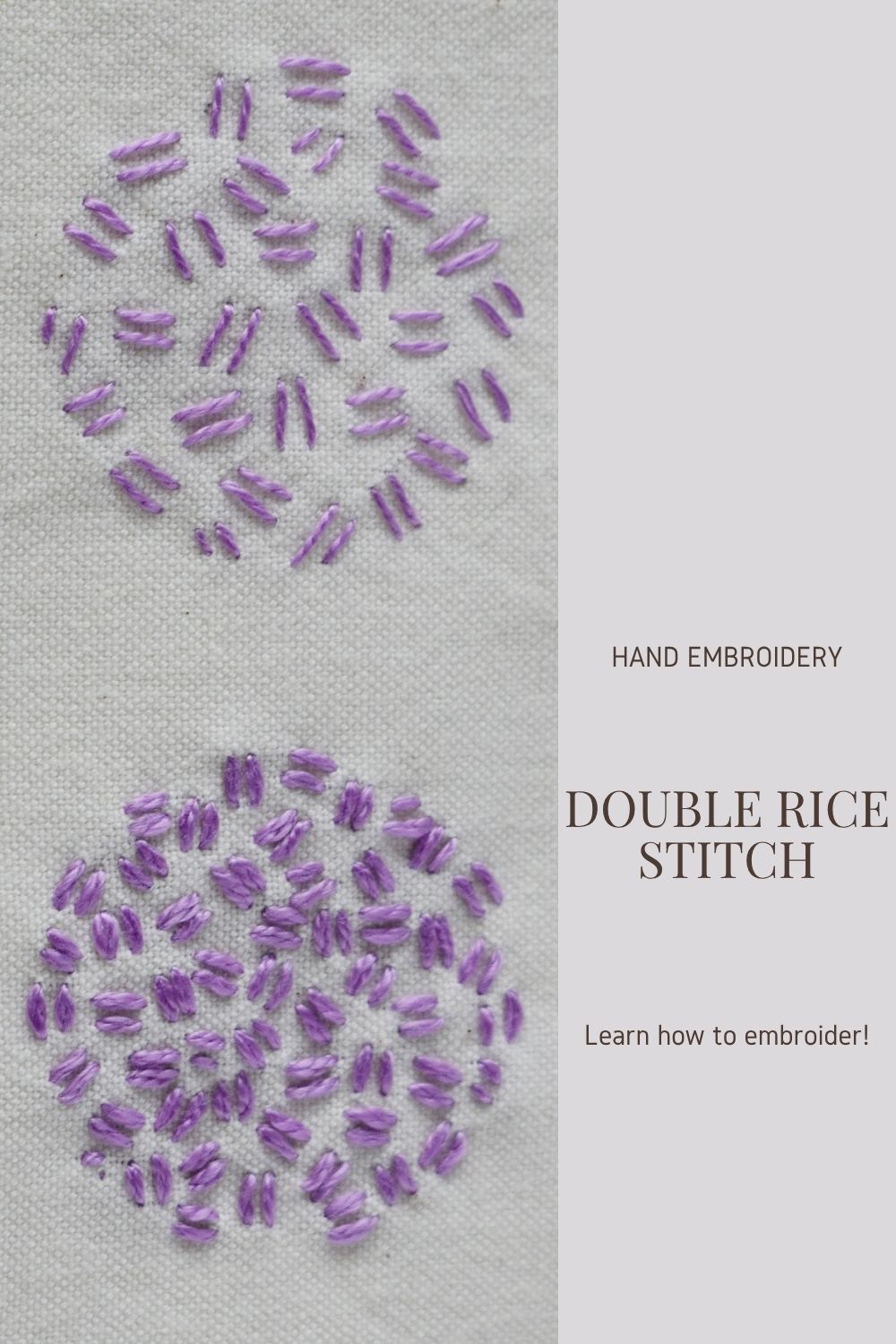 Double Rice Stitch: Library of hand embroidery stitches