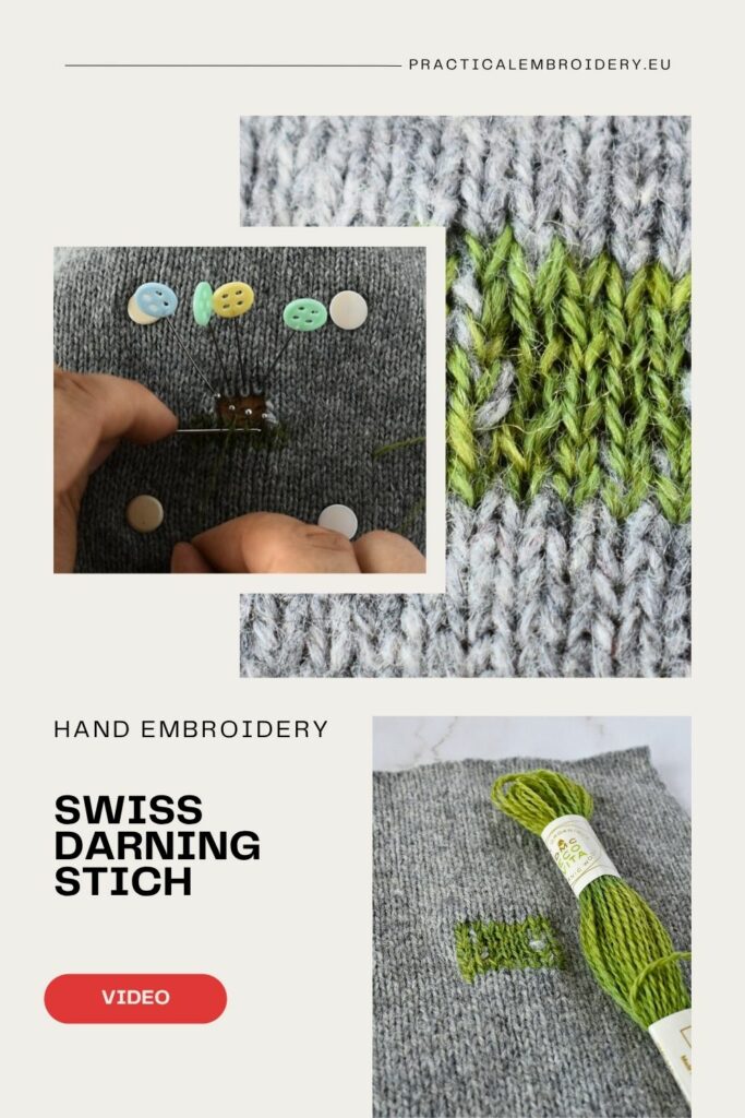 Learn Swiss Darning Stitch in Minutes - Video Tutorial PIN image