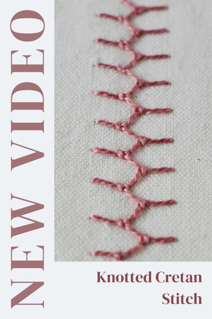 Knotted Cretan Stitch Video Tutorial PIN image