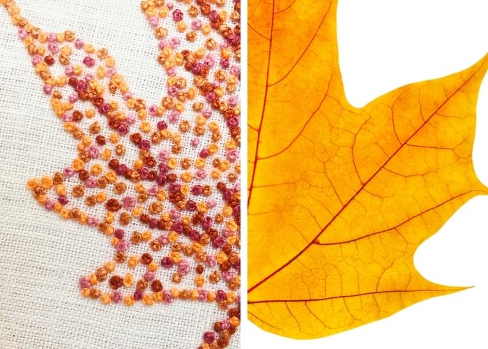 Ispirazione per il ricamo delle foglie d'autunno