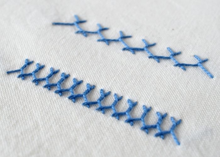 Breton Stitch hand embroidery sampler with blue pearl cotton image Breton Stitch hand embroidery sampler with blue pearl cotton image
