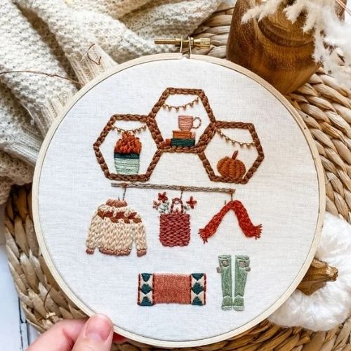 Schema di ricamo Cozy Corner di LaineIreneDesigns su Etsy