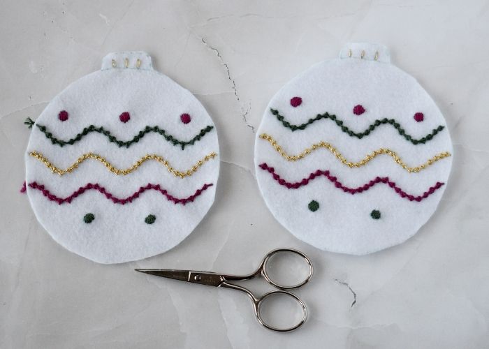 Cut out embroidered felt shapes from fabric image