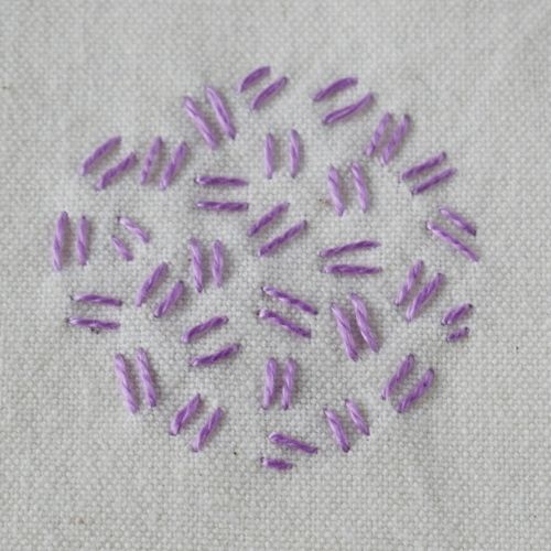 Double Rice Stitch embroidery with violet pearl cotton small image