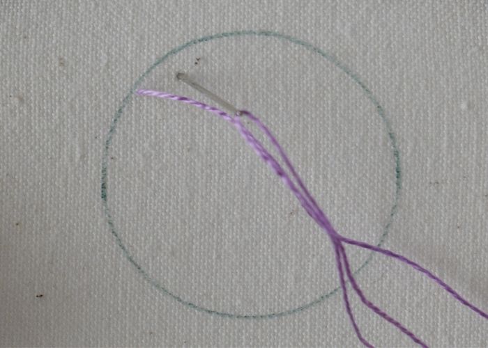 Double Rice Stitch hand embroidery tutorial step 1 image
