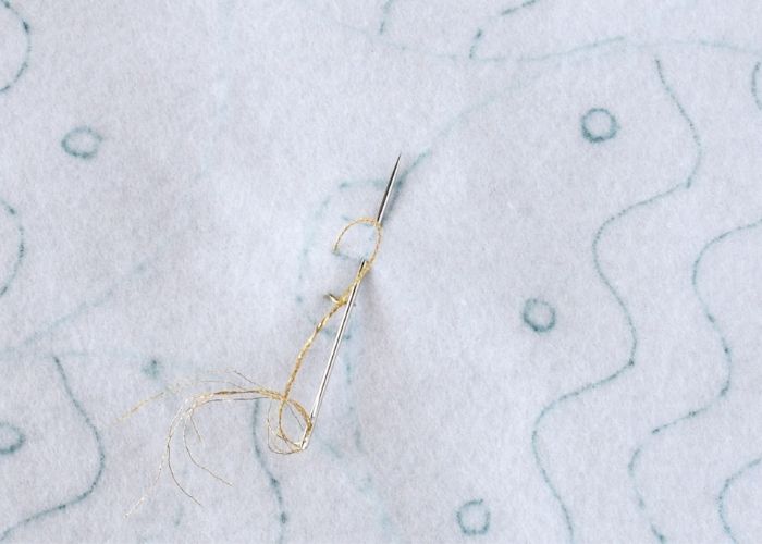 Embellishing the top of the bauble straight stitch image