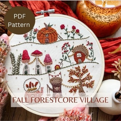 Cartamodello Fall Forestcore Village PDF di LaineIreneDesigns su Etsy