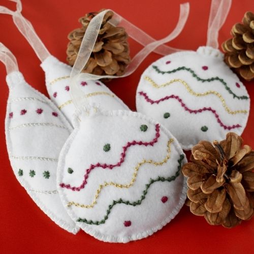 Felt Embroidered Christmas Ornaments DIY tutorial small image